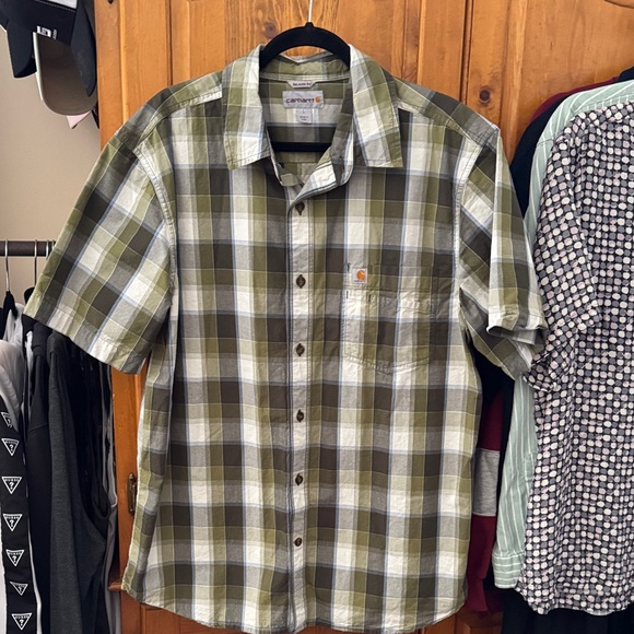 Carhartt Other - Carhartt Men's Olive and White Plaid Shirt